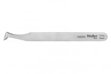 The image shows a slim, silver tool with a curved tip. It is made of metal, with the inscription "Weller" and the model number "15AGW". Ideal for precision work.