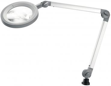 The image shows an adjustable magnifying glass with integrated lighting. The long arm is flexible and allows for easy positioning for precise work or reading.