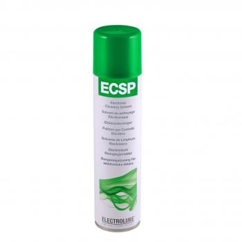 The image shows a spray can with a green lid. The white body features various labels for an electronic cleaning agent, suitable for cleaning electrical contacts.