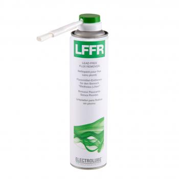 The image shows a spray can with a white body and green cap. The can reads 
