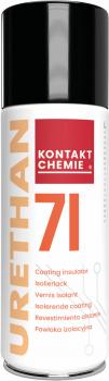 The image shows a spray can with a black cap. On the white can, it reads 