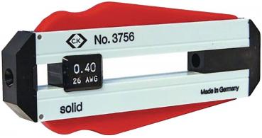 The image shows a red and silver tool that looks like a holder. On one side, there is a numerical display for wire gauges. It has a sturdy, ergonomic shape.