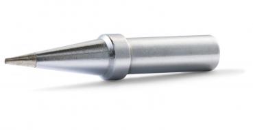 Das Bild zeigt einen silbernen Bleistift, der dünn und spitz zuläuft. Er hat einen glatten Körper und eine kreisförmige, leicht erhabene Stelle in der Mitte. Der gesamte Stift ist metallisch glänzend.