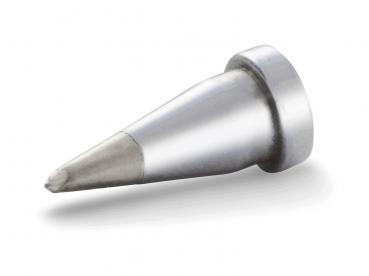 The image shows a metallic pointed cone that is wider at the base and tapers towards the top. The surface is shiny and reflects light, giving it a smooth appearance.