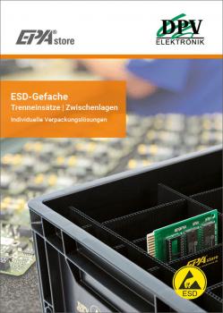 The image shows a plastic packaging solution with dividers for electronic components to prevent electrostatic discharge. The background is out of focus.