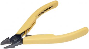 The image shows a yellow-colored pliers with two handles. The pliers have a pointed, angled cutting edge at one end, suitable for cutting thin wires or materials.