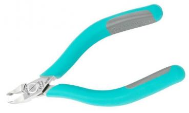 The image shows a pair of side cutters with blue grip areas and a silver blade. The handles are ergonomically designed to provide a comfortable grip.