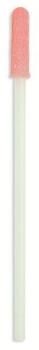 The image shows a long, slender applicator with a white, thin handle and a pink, soft tip. The tip is slightly wider and has a velvety surface.