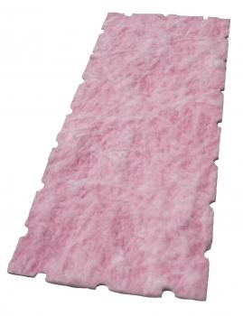 The image shows a long, rectangular mat in soft pink. The surface is soft and slightly textured, with a fluffy appearance reminiscent of cotton.