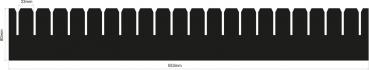 The image displays a black bar with several regular notches or indentations, evenly arranged. The shape resembles a ruler.