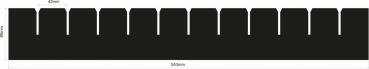 The image shows a long, narrow, dark gray area with several evenly distributed cutouts. At the top and bottom, there are labels that possibly read "Close" and "Medium".