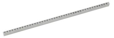 The image shows a long, flat bar made of light material with several small holes along the top. It is straight and has a simple, functional shape.