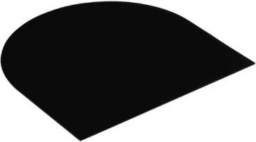 The image displays a black, semi-circular area that resembles a sharpened oval. It is flat and lacks texture, appearing plain and monochromatic.