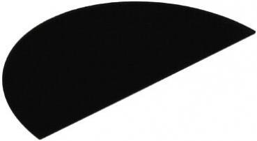 Das Bild zeigt eine schwarze, halbrunde Fläche, die wie ein geschnittenes Stück eines Kreises aussieht. Sie hat eine glatte, gleichmäßige Oberfläche und ist leicht gebogen.