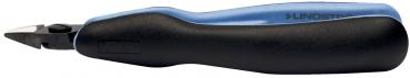 The image shows an ergonomically shaped handle with a black-blue color scheme and a sharp edge at the end. It appears to be a tool, possibly a cutter or a pair of scissors.