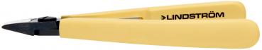 The image shows a yellow pliers with a narrow, black blade. On one side, the inscription "LINDSTRÖM" is visible. The pliers have an ergonomic handle.