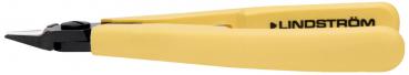 The image shows a yellow pliers with a narrow, pointed cutting edge. It is made of metal and has a non-slip grip. The pliers are marked with the inscription "LINDSTRÖM".