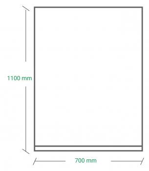 The image displays a rectangular format with dimensions of 700 mm in width and 1100 mm in height. It is simple and has a thin frame. The background is empty.