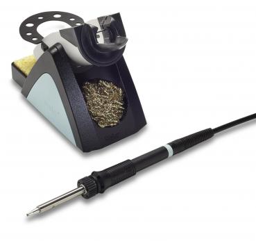 The image shows a black test probe with a long cable. The tip is made of metal, sharp and shiny, while the handle is made from a non-slip rubber or plastic surface.