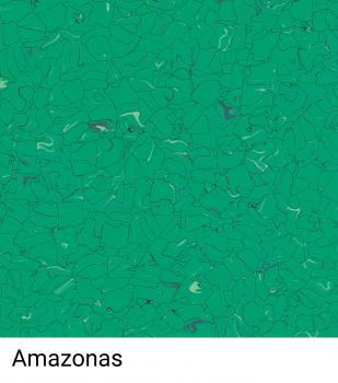 Das Bild zeigt eine einheitliche grüne Fläche mit leichten Farbvariationen und Texturen. Darunter steht der Schriftzug "Amazonas" in klarer Schrift.