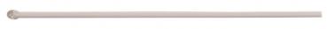 In the image, there is a slim, straight rod that is slightly rounded at one end. It has a light color and is probably made of plastic or a similar material.