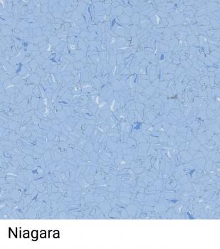 The image displays a homogeneous surface in various shades of blue with fine, irregular patterns. The colors are reminiscent of water or the sky. Below is the inscription "Niagara".