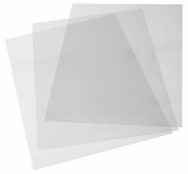 The image shows several transparent sheets overlapping each other. The sheets are clear and have different corners, creating a slight overlap.