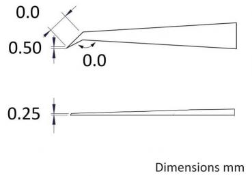 The image displays technical drawings with dimensions in millimeters. At the top is a shape with various sectional planes, below is a narrow line. Dimensions are provided.