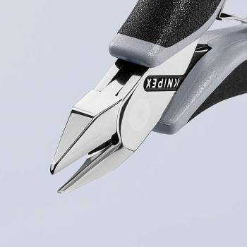 Das Bild zeigt eine Präzisionszange mit spitzen, scharfen Klingen und einem ergonomischen Griff, der vor allem in der Elektronik- oder Schmuckherstellung verwendet wird.