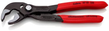 The image shows a branched pliers with long, red handles. The plier heads are black and have a textured edge to grip various objects.
