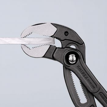 The image shows a pair of pliers with a dark, solid grip structure. The gripping surfaces are made of metal and have a sophisticated shape that is well-suited for holding objects.