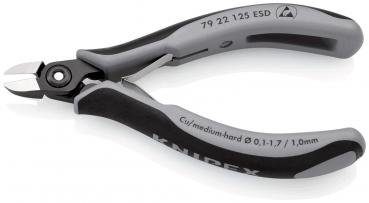 The image shows a pair of pliers with gray and black handles. The pliers have a small, sharp cutting edge and are suitable for precise cutting of wires or similar materials.