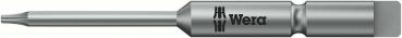 The image shows a screwdriver with a long, narrow metal head and a flat handle. The handle has the 