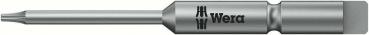 The image shows a silver screwdriver with a slightly conical end. The handle has a flat shape and features the 