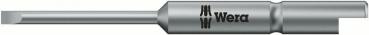 The image shows a silver screwdriver bit with a wide, flat tip. The head features the logo 