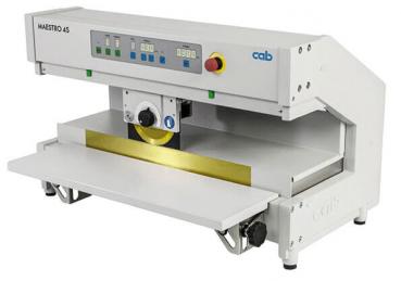 The image shows a white electric foil wrapping machine. It features a top panel with controls and a lower shelf where the object to be wrapped is placed.