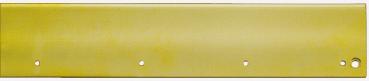 The image displays an elongated, yellowish metal part with several round holes at regular intervals. It has a smooth surface and a simple, straight shape.