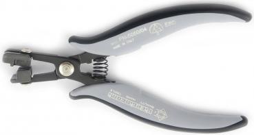The image shows a large pair of pliers with gray handles and a sturdy head. It has a serrated cutting edge and a spring-loaded mechanism that facilitates opening.