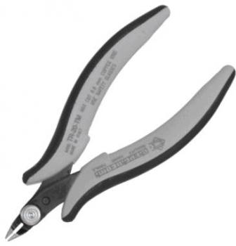 The image shows a pair of pliers with long, curved handles. The handles are gray and have a non-slip surface. The cutting edge is narrow and pointed, suitable for cutting wire.