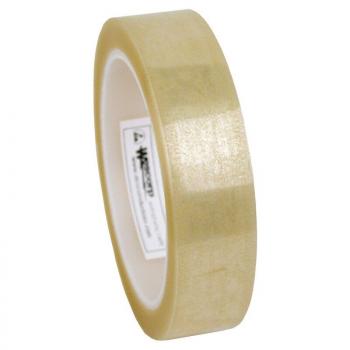 Es handelt sich um eine Rolle durchsichtiges Klebeband. Die Oberfläche ist leicht glänzend, und das Band ist ordentlich auf einer runden Papprolle gewickelt.