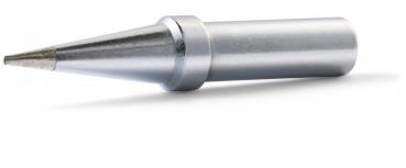 Das Bild zeigt einen silbernen, spitz zulaufenden Stift, der eine konische Form hat. Die Spitze ist graufarben und schmal, während der Körper rund und glatt ist.