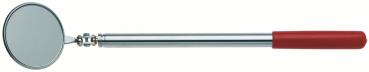 The image shows a long, silver rod with a round, reflective end. The handle is red. The rod is adjustable and is suitable for close-up viewing or examining objects.