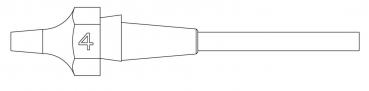 The image shows a pointed, cylindrical object with a wider, narrow base. At the top is the number "4". The body is smooth and has a uniform shape.