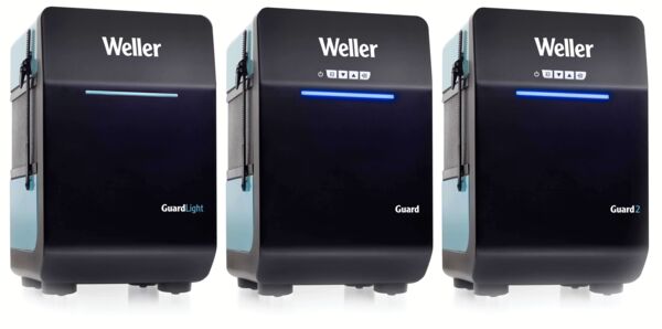 The image shows a small, rectangular device, primarily in black with blue accents. On the front, the 
