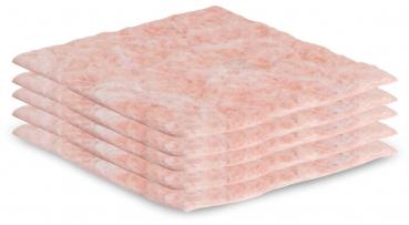 The image displays a stacked row of thin, rectangular, pink-white cloths or materials. They are lightweight, soft, and appear to be hygienic or suitable for single use.