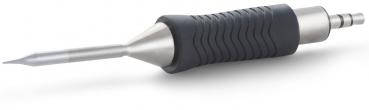 The image shows a tool that has a sharp metal tip on one end. The handle is non-slip, black with embossed lines, and it ends in a narrow connection.