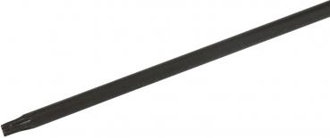 The image shows a long, slender screwdriver with a flat head. It is uniformly black and has a smooth, straight shape without any special decorations.