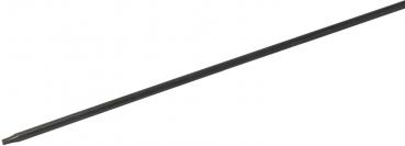 The image shows a long, thin screwdriver with a flat, pointed blade. It is made of metal, dark-colored, and has a straight shape without a handle.