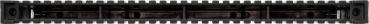 The picture shows a long, black object with a serrated edge. It has several narrow openings at regular intervals and is rectangular in shape.