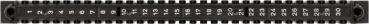 The image shows a long black power strip with 30 numbered metal pins. The pins are arranged in a row and have alternating round and elongated shapes.